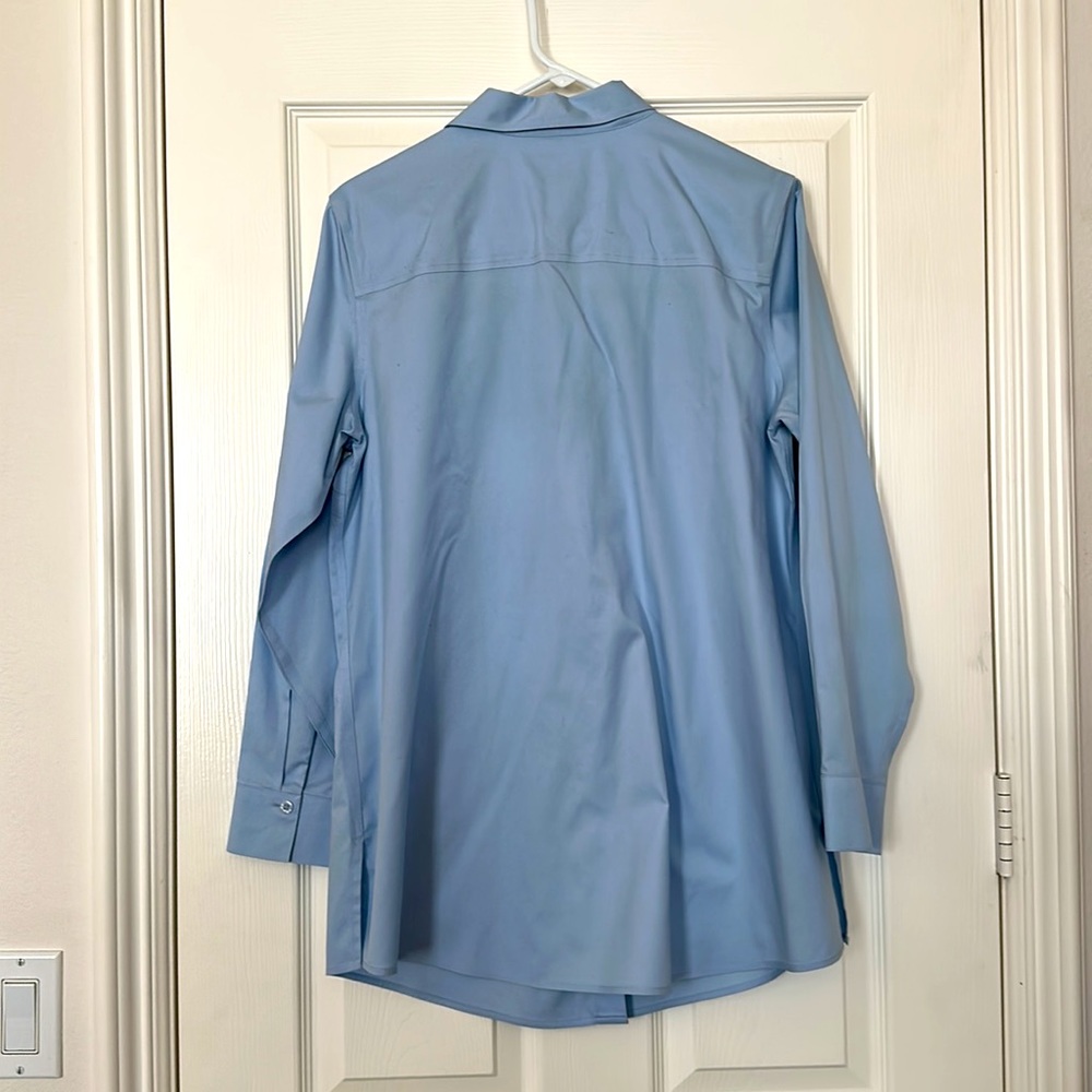 Chicos No-Iron button-up. Blue.  Chicos Size 2 (L/12). Excellent condition. - Picture 2 of 2
